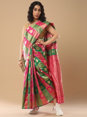 Sareemall Printed Bollywood Cotton Silk Saree(Green)