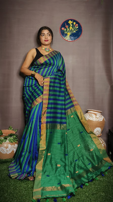 SAYAN CREATION Self Design Handloom Pure Cotton Saree(Multicolor)
