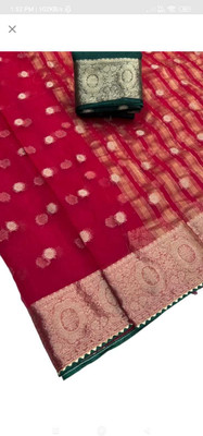 Kavita Creation Self Design Bollywood Organza Saree(Red)