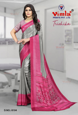 Vimla Printed Daily Wear Tussar Silk Saree(Grey)