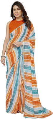 RAJESHWAR FASHION Striped, Printed Daily Wear Georgette Saree(Multicolor)