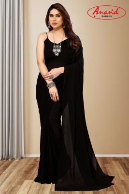 kashvi sarees Solid/Plain Daily Wear Georgette Saree(Black)