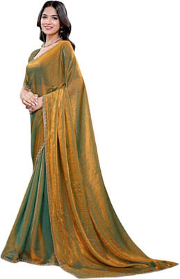 Gajal Woven Bollywood Jimmy choo, Chiffon Saree(Gold)