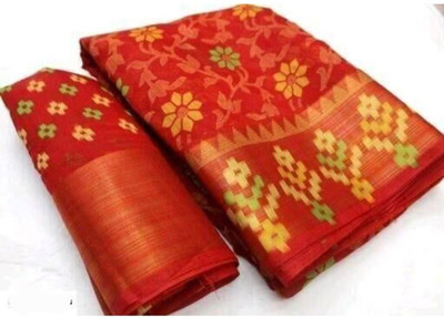 Saadhvi Printed, Self Design, Checkered Daily Wear Pure Cotton Saree(Maroon)