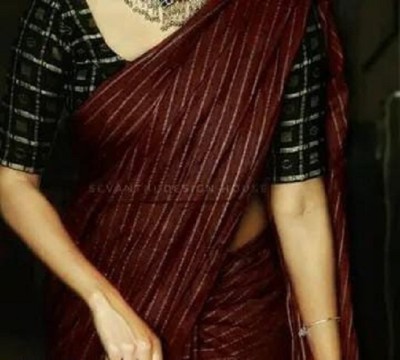 A R HANDLOOM Woven Handloom Cotton Silk Saree(Maroon)