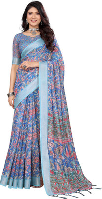 Priyashi Printed Mysore Cotton Silk Saree(Blue)