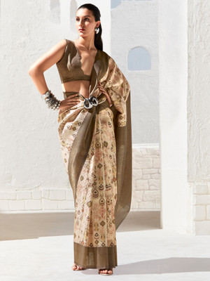 Sareemall Woven Chinnalapattu Silk Blend Saree(Beige)