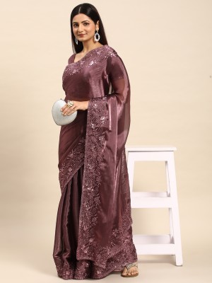 KASEE Embellished, Embroidered Bollywood Chiffon Saree(Purple)