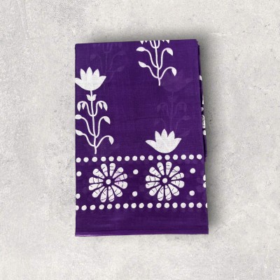 MAHI IMPEX Printed Ikkat Pure Cotton Saree(Purple)