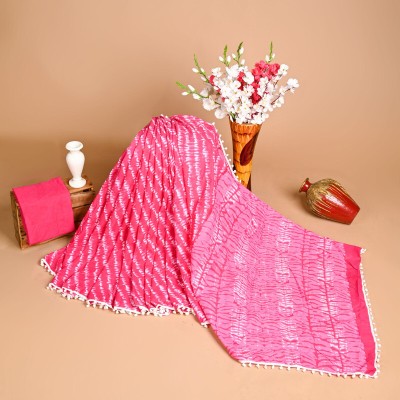 SHIVANYA HANDICRAFTS Printed, Color Block, Blocked Printed Daily Wear Pure Cotton Saree(Pink)