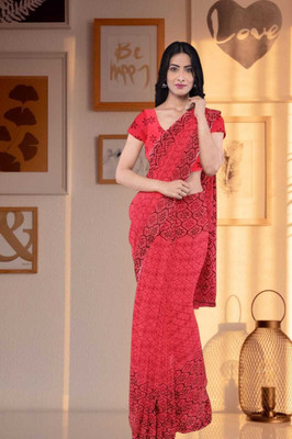 Ruhabs Printed Daily Wear Georgette Saree(Red)