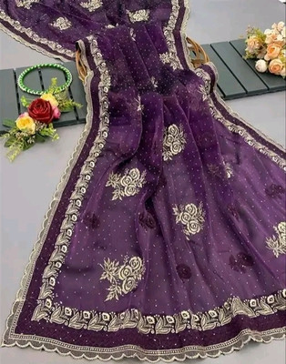 Keshav Creation Embroidered Bollywood Jimmy choo Saree(Purple)