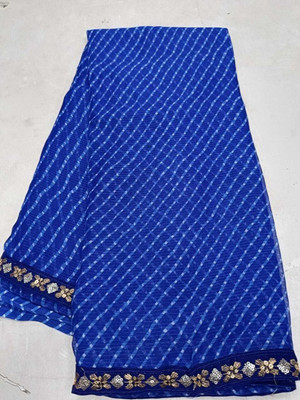nabil Printed, Self Design Bandhani Georgette Saree(Blue)