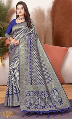 Pikham Woven Kanjivaram Pure Silk Saree(Dark Blue)