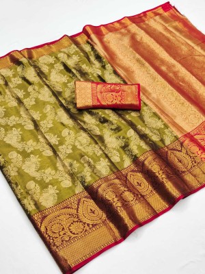 Gajal Woven Kanjivaram Art Silk, Pure Silk Saree(Black)