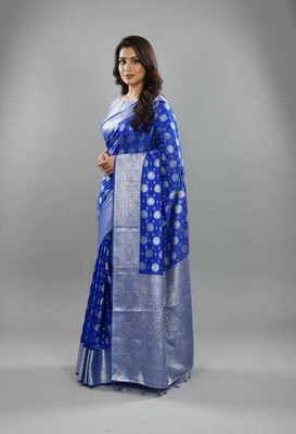 Rich Choice Dyed Daily Wear Georgette Saree(Blue)
