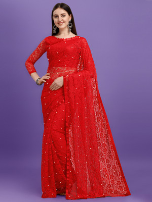 Croza Self Design Bollywood Net Saree(Multicolor)