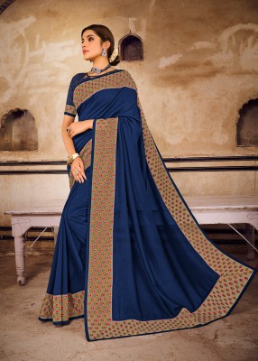 Laxmipati Sarees Embroidered Bollywood Chiffon Saree(Dark Blue)