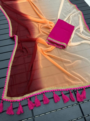 Ramya Solid/Plain Bollywood Georgette Saree(Orange)