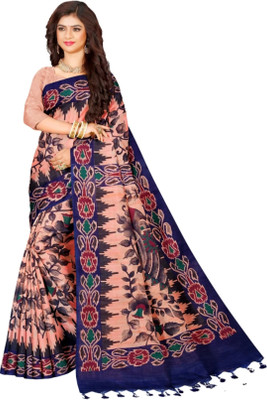 Bhadra Shopping Store Floral Print Sambalpuri Viscose Rayon Saree(Pink)