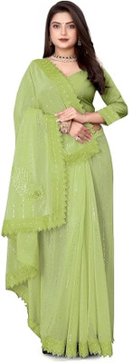 Julee Embellished Bollywood Lycra Blend Saree(Light Green)