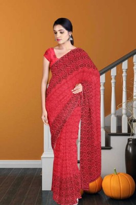 Ruhabs Printed Daily Wear Georgette Saree(Red)