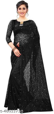 Suali Embellished Bollywood Net Saree(Black)