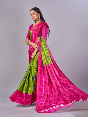 nirmal creation Printed Daily Wear Crepe Saree(Multicolor)