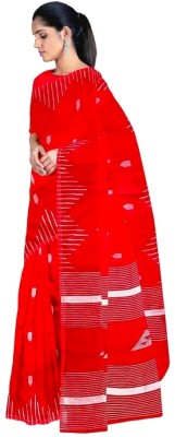 Kumaresh Creation Woven Handloom Cotton Silk Saree(Red)