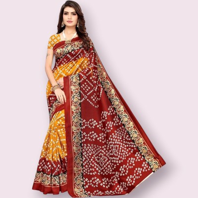 Grubstaker Printed Assam Silk Cotton Blend Saree(Multicolor)