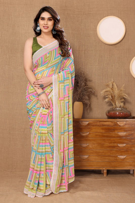 Vedant Vastram Printed Bollywood Georgette Saree(Green)