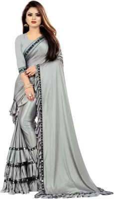 FINEFABRICS Embellished Bollywood Lycra Blend Saree(Grey)