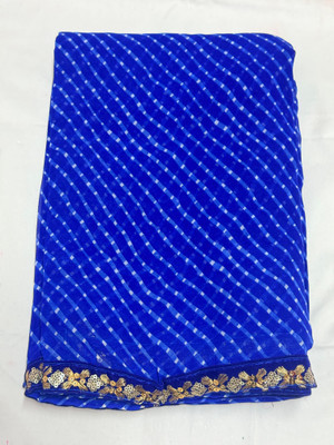 charmie designer Printed Bandhani Georgette Saree(Blue)