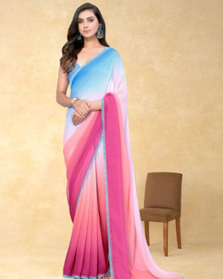 Jayu Dyed Daily Wear Georgette Saree(Light Blue)
