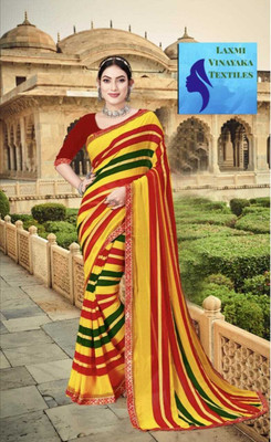 Laxmi Vinayaka Textiles Printed Bandhani Georgette Saree(Yellow)