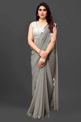 Radhika Creation Embellished Bollywood Georgette, Chiffon Saree(Grey)