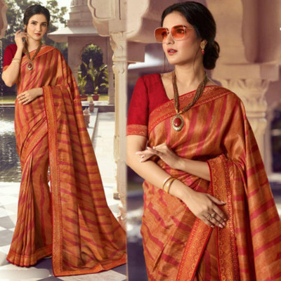 Hensi sarees shop Printed, Solid/Plain Jamdani Georgette, Art Silk Saree(Red)