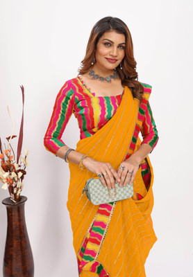 Sareez House Self Design Bollywood Georgette Saree(Gold)