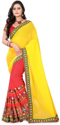 Arriva Fab Embroidered Bollywood Georgette Saree(Multicolor)