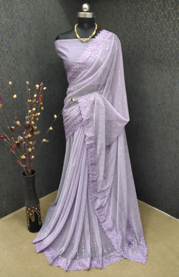 YUVIFLAIR Self Design Bollywood Lycra Blend Saree(Light Blue)