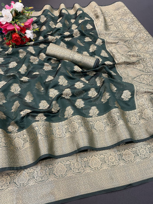 Divastri Woven Bollywood Organza Saree(Green)