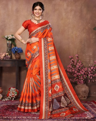 YASHIKA Printed Bollywood Art Silk Saree(Orange)