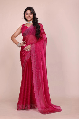 JS Clothing Mart Embellished Bollywood Jimmy choo Saree(Red)