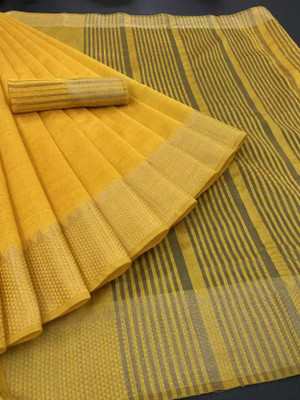 VAKHARIYAFAB Self Design Handloom Cotton Silk, Pure Silk Saree(Yellow)