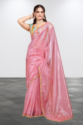 JSItaliya Solid/Plain Bollywood Net Saree(Pink)