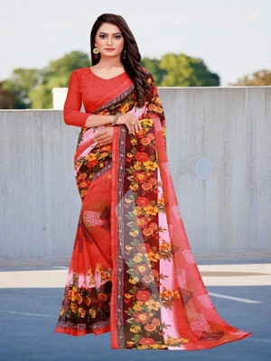 Suntex Printed Bollywood Georgette Saree(Multicolor)
