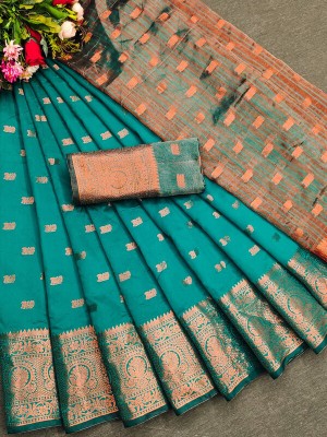 JINKUDI Woven Banarasi Cotton Blend Saree(Multicolor)