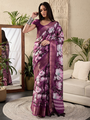 Sareemall Digital Print Chinnalapattu Cotton Blend Saree(Multicolor)