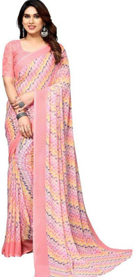 SHRRE Striped Bandhani Georgette Saree(Multicolor)