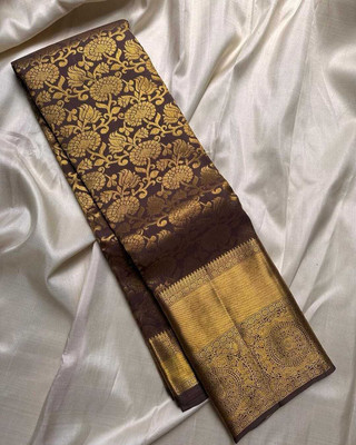 CENTURY CREATION Printed Banarasi Art Silk Saree(Brown)